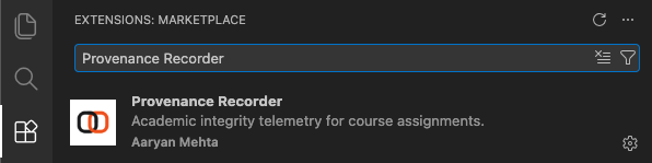 Provenance Recorder plugin entry in the IntelliJ Marketplace search results